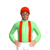 LIGHT GREEN, SCARLET BRACES & CAP