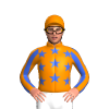 TANGERINE, ROYAL BLUE FIVE STARS, STRIPED SLEEVES, TANGERINE CAP