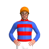 RED, ROYAL BLUE HOOPS, ROYAL BLUE SLEEVES, ORANGE CAP