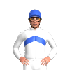 White, Royal Blue Chevron Over Rampant Lion, Royal Blue Cap