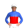 ROYAL BLUE, RED HALVES, ROYAL BLUE, RED HALVED SLEEVES, WHITE CAP