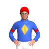 Royal Blue, Gold Diamond, Red Armbands And Cap