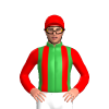Green, Red Braces, Sleeves And Cap