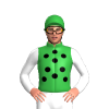 Green, Black Spots, White Sleeves And Green Cap