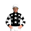 Black, White Stars, Hooped Sleeves, White Cap