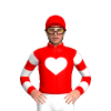 Red, White Heart, Hooped Sleeves