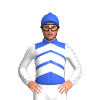 Royal Blue, White Chevrons, White Sleeves With Royal Blue Seams And Cap, Pom Pom