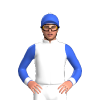 White, Black Wolf Head, Royal Blue Sleeves And Cap, White Cuffs And Pom Pom