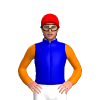 MEDIUM BLUE, ORANGE DIAMOND, SLEEVES, Royal Blue cap