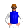 MEDIUM BLUE, YELLOW HOOP, WHITE SLEEVES, Red cap