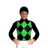 GREEN, BLACK DIAMOND CHECK, BLACK SLEEVES, COLLAR, Black cap