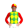 Green, Yellow Diamonds, Red Sleeves, Red And Yellow Quartered Cap