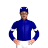 White, Dark Blue Sash With Yellow Stars, Dark Blue Sleeves And Cap