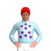 Light Blue, Purple Spots, Red Cap