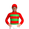 Red And Green Hoops, Red Sleeves And Red Cap