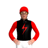 BLACK,RED LIGHTNING BOLT,RED SLEEVES,RED CAP