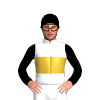 WHITE, GOLD AND BLACK BAND, BLACK SLEEVES, CAP