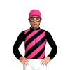 Black, Pink Diagonal Stripes And Cap