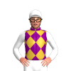 Purple, Gold Diamonds, White Sleeves And Cap