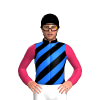 Black, Blue Diagonal Stripes, Cerise Sleeves