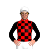 RED, BLACK CHECKS, BLACK SLEEVES, White cap