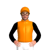 Orange, Black Lightning Bolts Vee And On Sleeves