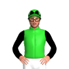 Lime Green, Five Black Diamonds, Black Sleeves, Diamonds On Cap