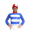 Red, Royal Blue And White Hoops, Royal Blue Sleeves, Red And White Quartered Cap
