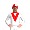 White, Red Vee And Collar, White Swan, Quartered Cap