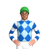 WHITE, BLUE BAND, SLEEVES, WHITE ARMBAND, Orange cap