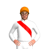 WHITE, RED RIGHT SASH, WHITE SLEEVES, RED DOUBLE ARMBAND, Blue cap