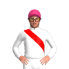 WHITE, RED RIGHT SASH, WHITE SLEEVES, RED DOUBLE ARMBAND, Pink cap