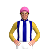 NAVY, WHITE STRIPES, GOLD SLEEVES, Pink cap