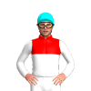 MAROON, WHITE CHECKS, MAROON SLEEVES, WHITE COLLAR, Green cap
