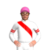 WHITE, RED RIGHT SASH, WHITE SLEEVES, RED DOUBLE ARMBAND, Pink cap