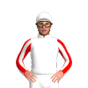WHITE, RED SIX SPOTS, RED SLEEVES, Green cap