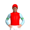 RED, WHITE FIVE STARS, LIGHT BLUE SLEEVES, GREEN DOUBLE ARMBANDS, Orange cap