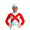 LIGHT BLUE, RED CROSSED SASHES, RED SLEEVES, Blue cap