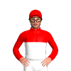 RED, WHITE HALVES, WHITE DIAMOND BAND, Yellow cap