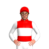RED,WHITE BAND,SLEEVES, Red cap
