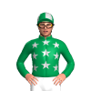 Emerald Green, Silver Stars, Quartered Cap