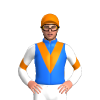 Blue, Orange V, White Sleeves With Orange Chevron And Cap