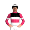 Cerise And Black Halves, White Band And Armbands, Hooped Cap