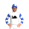 White, Black Swan, Royal Blue Hooped Sleeves, Royal Blue And White Quartered Cap