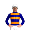 Navy Blue, Orange Hoops, White Cap