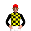 Black And Yellow Checkers, Black Sleeves, Red Cap