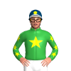 GREEN, YELLOW STAR, INDIGO SLEEVES, YELLOW STARS, INDIGO CAP, YELLOW DISC, WHITE PEAK