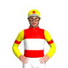 RED, WHITE BAND, YELLOW SLEEVES, RED ARMBANDS, YELLOW CAP, RED STAR, WHITE PEAK