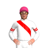 RED, BLACK VEE, SLEEVES, RED ARMBAND, Pink cap