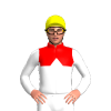 WHITE, RED RIGHT SASH, WHITE SLEEVES, RED DOUBLE ARMBAND